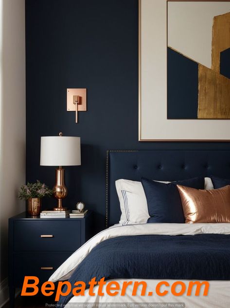 2024 Home Decor Trends: Stylish Ideas for Every Room
Bepattern.com Navy Bedroom Accent Wall, Navy Bedroom Walls, Navy Bedroom Ideas, 2024 Home Decor Trends, Blue And Gold Bedroom, Blue Bedroom Furniture, Navy Bedroom, Copper Bedroom, 2024 Home Decor