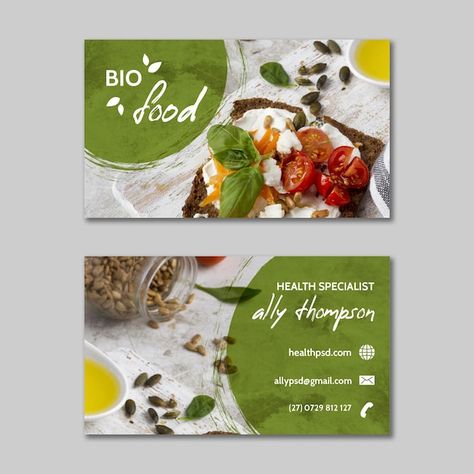 Healthy food business card template | Premium Vector #Freepik #vector #restaurant-business-card #ready-print #restaurant-card #nature-business-card Food Card Design, Recipe Card Design, Resturant Logo, Healthy Food Branding, Restaurant Card, Fruit And Veg Shop, Food Business Card, Restaurant Business Cards, Bio Food