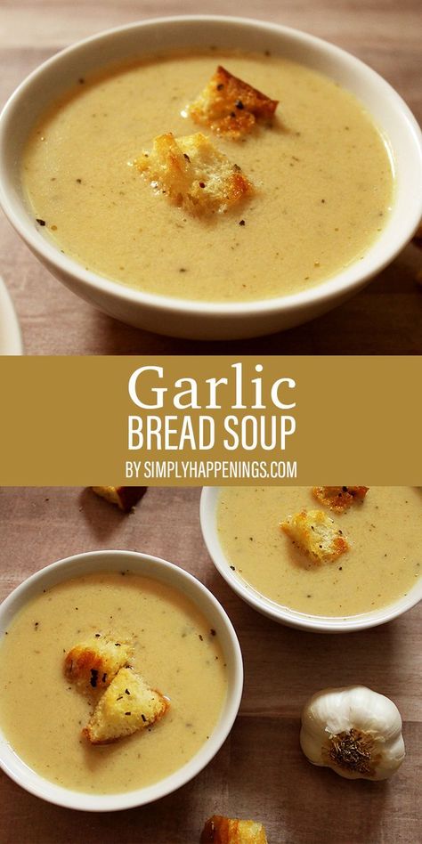 Recipes Garlic Bread, خبز فرنسي, Pudding Chia, Bread Soup, Cheese Soup Recipes, Croutons Homemade, Delicious Soup Recipes, Fall Soups, Läcker Mat