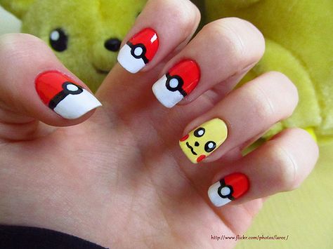 Pokemon Nail Art, Pikachu Nails, Anime Nails, Nagel Tips, Nails For Kids, Pokemon Pikachu, Cute Nail Art, Classy Nails, Cute Nail Designs