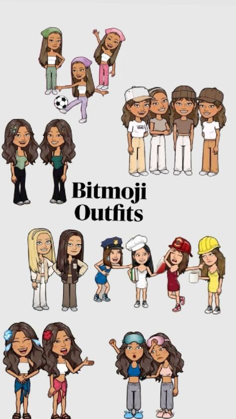 DO U HAVE SNAPCHAT?? Snapchat Outfits Ideas, Matching Bitmojis Snapchat, Snapchat Outfit Ideas, Snapchat Fits, Pretty Bitmoji Ideas, Twining Outfits, Bitmoji Inspo, Snapchat Outfits, Bitmoji Fits