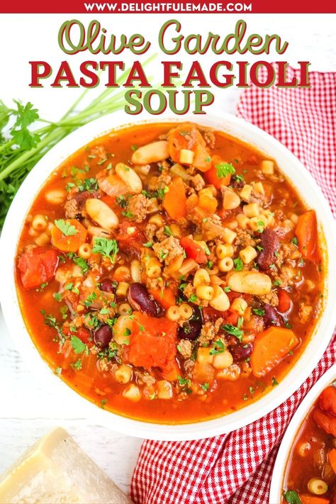 Olive Garden Pasta Fagioli Recipe, Olive Garden Gnocchi Soup, Slow Cooker Pasta Fagioli, Olive Garden Pasta Fagioli, Pasta Fagioli Soup Recipe, Olive Garden Chicken Gnocchi, Olive Garden Pasta, Garden Pasta, Olive Garden Chicken