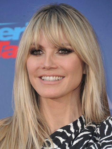 Heidi Klum Hair, Medium Length Hair With Bangs, Jennifer Aniston Hair, Bottle Blonde, Blonde Hair With Bangs, Hair And Makeup Tips, Blonde Hair Inspiration, Haircut And Color, Heidi Klum