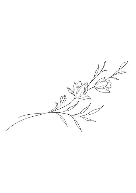 Flower Tattoos Horizontal, Flower Branch Tattoo Design, Leaf Tramp Stamp, Horizontal Floral Tattoo, Horizontal Tattoo Ideas, Horizontal Tattoo, Tattoos Representing Children, Music Heart Tattoo, Side Foot Tattoos