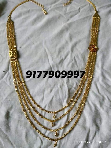 Chandra Haram Designs Gold Latest, Chandraharam Latest Designs, Chandra Haram Designs Gold, Haram Designs Gold Latest, Gundla Mala, Chandra Haram, Step Chain, Antique Necklace Gold, Gold Jhumkas