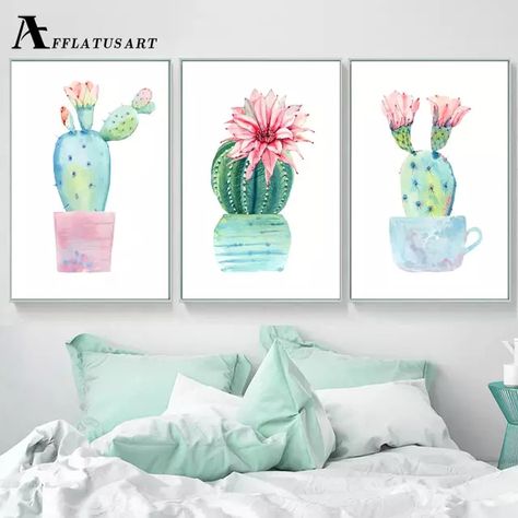 Tienda Online Acuarela Cactus pared arte lienzo pintura pósters e impresiones póster nórdico cuadros de pared para la sala de estar Quadro Decoración | AliExpress móvil - 11.11Día del Soltero Girls Dream Bedroom, Cactus Paintings, Potted Cactus, Cactus Wall, Cactus Painting, Cactus Wall Art, Botanical Art Prints, Cactus Art, Botanical Poster