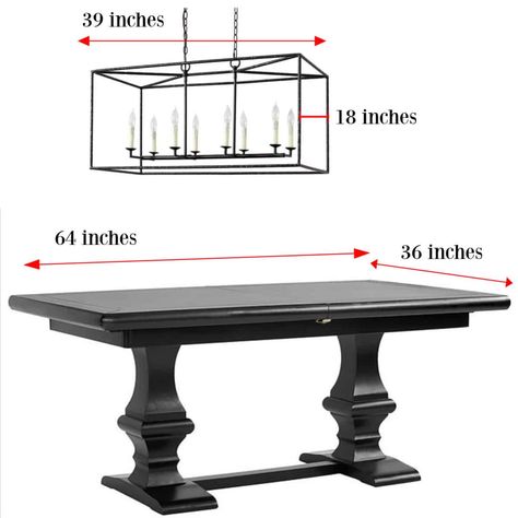 Chandelier Size Guide - How Big Should My Chandelier Be? - Design Morsels Dining Room Table Light Fixture, Dinning Room Light Fixture, Dining Room Table Light, Lights Over Dining Table, Kitchen Table Lighting, Narrow Table, Round Kitchen Table, Be Design, Rectangular Chandelier