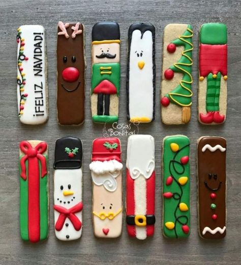 Decorated Christmas Cookies, Decorating Icing, Cookie Sticks, Cake Decorating Icing, Icing Design, Roll Cookies, Fancy Cookies, Creative Cookies, Xmas Cookies