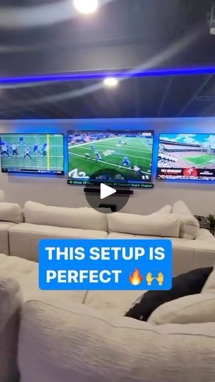 22K views · 3.7K reactions | “Another NFL Sunday…” WOW!🤩 This is the setup right? Get those reps in not losing score on the game. #basement #billards #pooltable #sauna #gameroom #gym #homegym #sports #homeentertainment #entertainmentroom #gameroom #gameroomsetup #gameroomdesign #interiordesign #interior4all #interiordecorating #nfl #nflsunday #football #footballgames #modernhome #modernhomeandtech (via thefullm0nte/x) | Modern Home & Tech | modernhomeandtech · Original audio 3 Tv Setup Man Cave, Game Basement, Sports Room Man Cave, Tv Setup, 3 Tv, Game Room Basement, Sports Room, Game Room Design, Entertainment Room