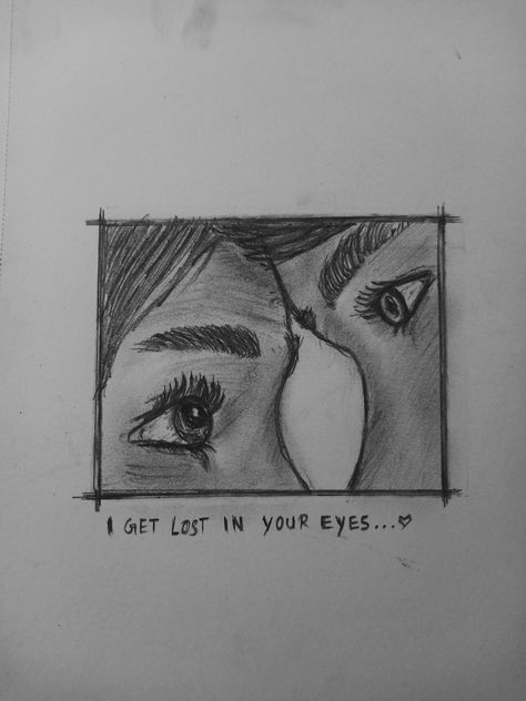 Eye Detail Drawing, Sketches In Diary, I Get Lost In Your Eyes, Things To Draw To Express Feelings, Eyes Looking At Each Other Drawing, Pencil Art Drawings Eyes, Things To Draw For Ur Bf, Eye Contact Sketch, Lost In Your Eyes Quotes