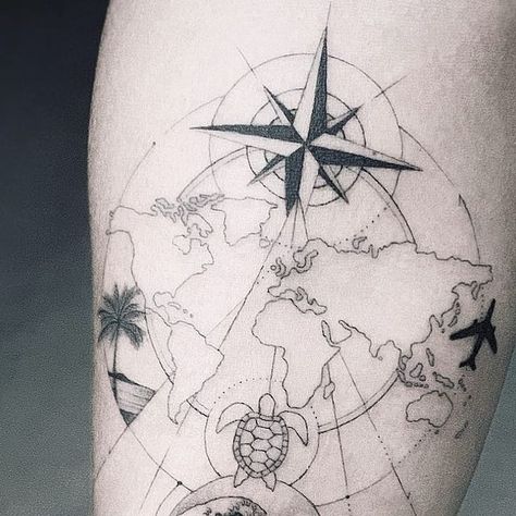 Galapagos Tattoo, World Map Tattoos, Map Tattoos, Tattoos And Piercings, Sleeve Tattoos, Tattoo Ideas, Jay, Piercings, Map