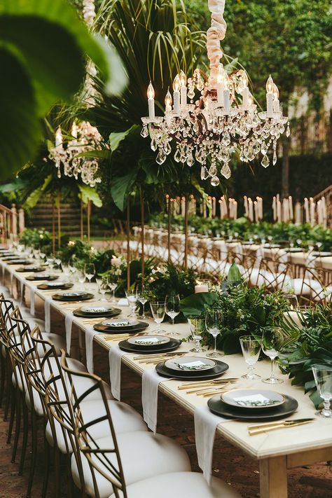 Elements by K.H & co. Best Wedding Planners in Squamish | Wedding Chicks Wedding Table Planner, Greenery Runner, Outdoor Wedding Tables, Long Table Wedding, Jungle Wedding, Wedding Table Designs, Outdoor Dinner, Hawaiian Wedding, Maui Weddings