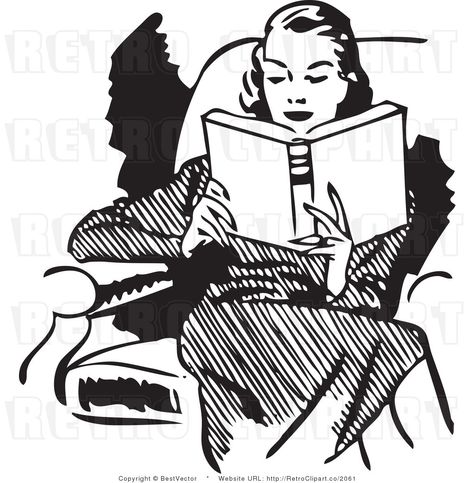 Reading Book, Reading Cartoon, Ex Libris, Books To Read For Women, Book Subscription, Retro Images, Retro Vector, Clip Art Vintage, Woman Reading