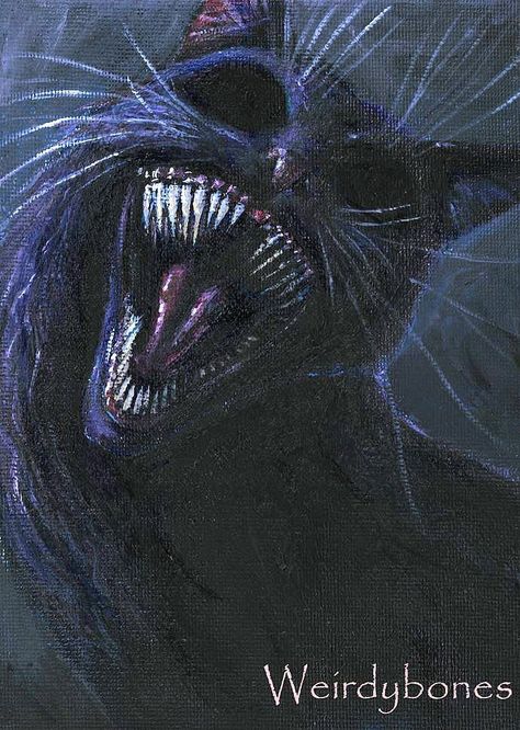 Scary Cat Art, Demon Cat Drawing, Cat Monster Art, Creepy Cheshire Cat, Demon Teeth, Teeth Horror, Evil Black Cat, Cat Screaming, Creepy Cats