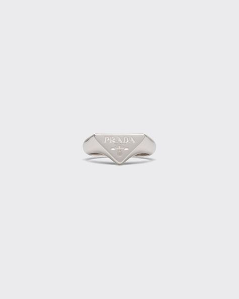 Prada Rings, Prada Ring, Ring Men Silver, Prada Jewelry, Ring Men, The Triangle, Girly Accessories, Triangle Logo, 925 Silver Jewelry