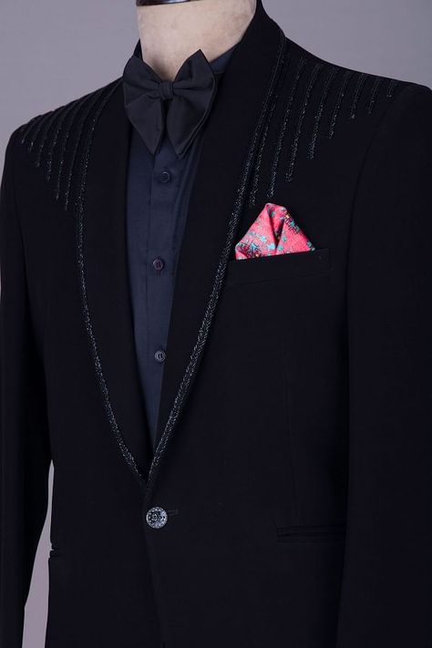 Buy Black Cutdana Embroidered Italian Tuxedo Suit Online | Samyakk 3 Piece Tuxedo For Men Wedding, Md Suits, Gents Shirt Design, Italian Tuxedo, Sf Fashion, Wedding Suits Men Blue, 3 Piece Suit Men, India Fashion Men, 3 Piece Suit Wedding