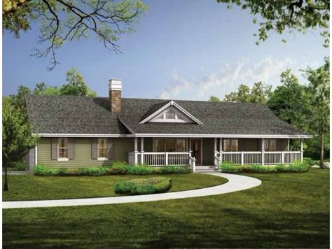 Ranch Style house.   I would love to have a house similiar to this one. Ranch House Designs, Floor Plans Ranch, Ranch Homes, Ranch Exterior, Country House Design, Ranch Style House, Ranch House Plan, Ranch Style House Plans, Country House Plan