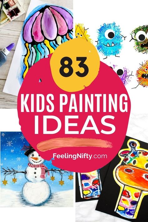 Kids Paint Night, Drawing Ideas Painting, Kids Painting Ideas, Easy Painting For Kids, Kids Painting Projects, Acrylic Painting For Kids, Preschool Painting, Painting Ideas For Kids, Kids Painting Party