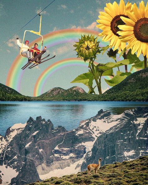 Just Passing Through🚀 by Linz Sepe Collage Nature, Surrealist Collage, Ski Art, Nature Collage, Photoshop Collage, Collage Art Projects, Surreal Collage, Collage Techniques, Collage Design