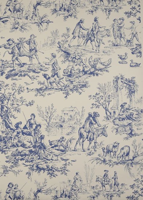 Toiles de Jouy Blue And White Vintage Wallpaper, Toile Wallpaper Iphone, France Moodboard, Vauxhall Gardens, French Country Aesthetic, 18th Century France, Maps Aesthetic, The Hunted, Toile Design