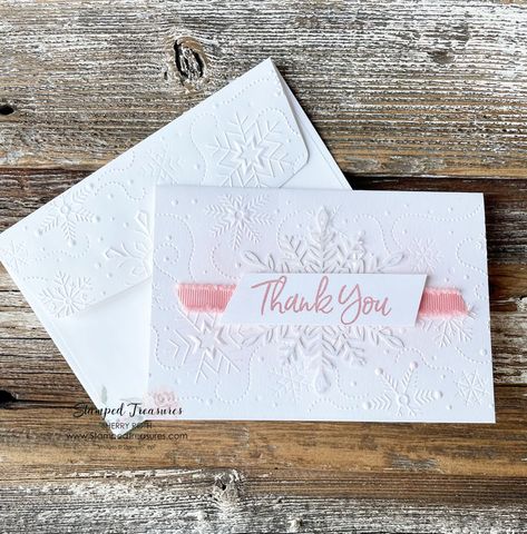 Simple Holiday Thank You Card Stampin Up Winter Thank You Cards, Stampin Up Christmas Thank You Cards Simple, Su Thank You Cards Simple, Clean Simple Christmas Cards, Winter Thank You Cards Handmade, Stampin Up Thank You Cards Simple Ideas, Christmas Thank You Cards Handmade, Christmas Thank You Cards, Gift Tag Ideas