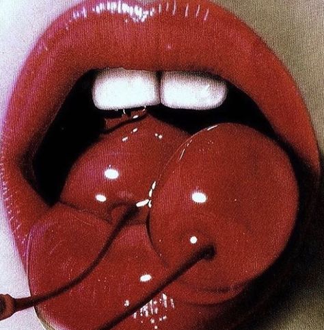 Cherry red lips Cherry Baby, I See Red, Cherry Lips, Cherry Bomb, Red Lip, Lip Art, Beautiful Lips, Red Aesthetic, Cherry Red