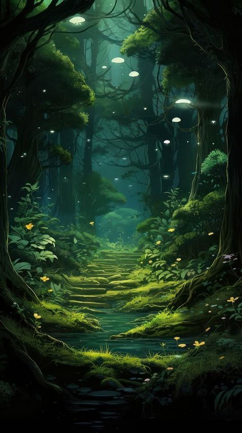 Deep forest outdoors scenery nature.  | premium image by rawpixel.com / Ling Iphone Wallpaper Dark, Background Fantasy, Advanced Higher Art, Cover Novel, Inspirational Pics, Background Anime, Pro Create, Forest Drawing, Red Cover