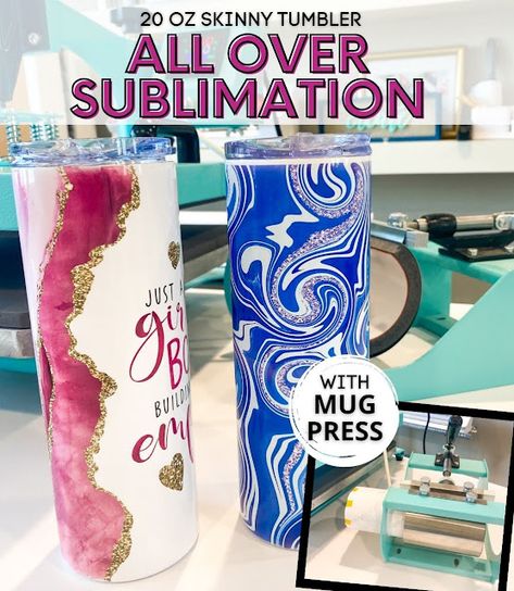 How To Wrap Tumbler Cups, Wrapped Tumblers, 20 Oz Tumbler Sublimation Designs, Cricut Projects Easy, Silhouette School Blog, Sublimation Gifts, Sublimation Ideas Projects Inspiration, Silhouette School, Silhouette Cameo Tutorials