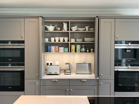 Butlers Cupboard, Pantry Extension, Breakfast Cupboard, Grey Kitchen Designs, Appliance Garage, Handleless Kitchen, Kitchen Cupboard Doors, Kitchen Pantry Design, S Photo