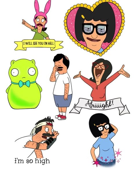 Halloween Bobs Burgers, Bobs Burgers Flash Tattoo, Louise Belcher Tattoo Ideas, Bobs Burgers Doodles, Louise Tattoo Bobs Burgers, Louise Bobs Burgers Tattoo, Linda Belcher Tattoo, Small Bobs Burgers Tattoo, Bobs Burgers Tattoo Ideas