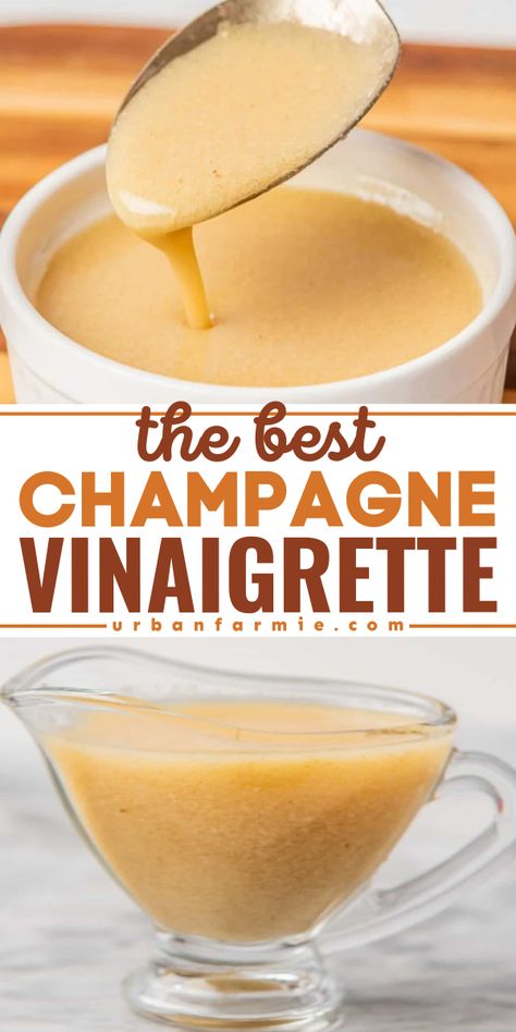 The BEST Champagne Vinaigrette ever! This champagne vinegar salad dressing is a simple condiment recipe with classic ingredients. Light and refreshing, this homemade dressing for salads is also elegant enough for special occasions! Strawberry Champagne Vinaigrette, Best Homemade Salad Dressings, Champagne Dressing Salad, Salad Dressing With Champagne Vinegar, Best Salad Dressing Recipe Healthy, Best Homemade Dressing, Everyday Salad Dressing, Champagne Salad Dressing Recipe, Pappadeaux Creamy Vinaigrette Dressing