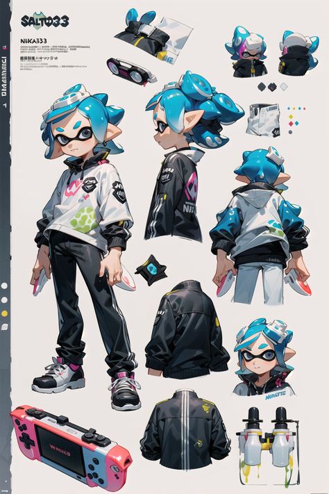 Inkling Poses, Splatoon Inkling Anatomy, Inkling Body Reference, Splatoon Male Oc, Splatoon Character Base, Splatoon Inkling Hairstyles, Splatoon Inspired Outfits, Splatoon Hair Ideas, How To Draw Splatoon Characters