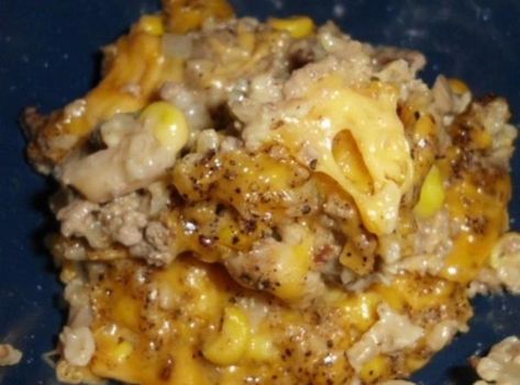 Hamburger Rice Cheese Casserole Recipe Rice Cheese Casserole, Hamburger Rice Casserole, Hamburger Rice, Hamburger Dishes, Hamburger Casserole, Cheese Casserole, Hamburger Meat, Think Food, Easy Casserole