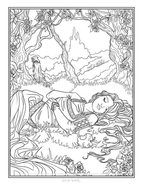 snow white by Selina Fenech Snow White Coloring Pages, Adult Colouring Printables, Barbie Coloring Pages, Adult Coloring Designs, Detailed Coloring Pages, Fairy Coloring Pages, Princess Coloring Pages, Pokemon Coloring Pages, Fairy Coloring