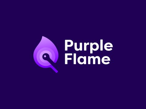 Purple Flame Logo by LeoLogos.com | Smart Logos | Logo Designer Purple Logo Design, Gradient Logo Design, Logo Color Schemes, P Logo Design, Flame Logo, Negative Space Logos, Purple Flame, Gradient Logo, Purple Logo