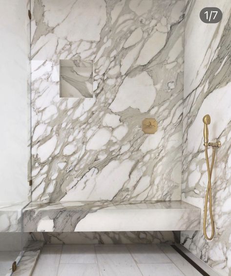 Calcutta Gold Marble Bathroom, Calcutta Marble Bathroom, Calcutta Gold Marble, Calcutta Marble, Estate Interior, Marble Showers, Interior Design Games, Australian Interior Design, Stone Bathroom