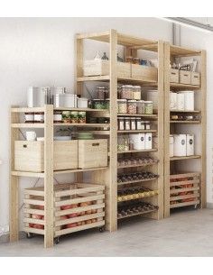 Estanterías de madera maciza de pino - Astigarra Kit Line Daycare Design Ideas, Ikea Ivar Shelves, Small House Hacks, Ikea Pantry, Harvest Storage, Garage Storage Inspiration, Small Pantry Organization, Daycare Design, Different Interior Design Styles