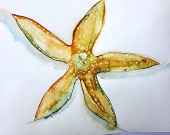 Coastal Watercolor Art by CoastalByRosemary on Etsy Starfish Watercolor, Coastal Watercolor, Home Artwork, Beach Wall Decor, North Myrtle Beach, Art Ocean, 11x14 Frame, Sea Star, Coastal Home