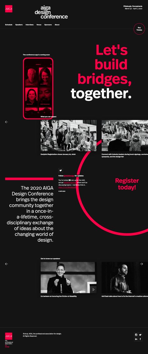 AIGA Design Conference landing page design inspiration - Lapa Ninja Tech Website Design Inspiration, Microsite Design, Website Layout Inspiration, Design Conference, Design Sites, Landing Page Design Inspiration, Aiga Design, Landing Page Inspiration, Logos Retro