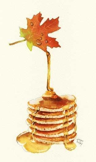 Maple Syrup Drawing, Syrup Drawing, Pinterest Food, Pancake House, Dessert Illustration, Watercolor Food, Food Painting, Illustration Food, Food Illustration