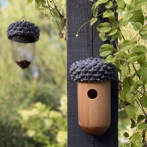 Yard Accessories, Nuthatch Bird, Backyard Birds Sanctuary, Spring Garden Decor, Nest Boxes, Wooden Bird Feeders, Turning Projects, Garden Birds, Nesting Box