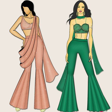 Indowestern Dress Illustration, Indowestern Fashion Illustration, Indowestern Illustration, Indo Western Illustration, Indo Western Dress Illustration, Leather Fashion Illustration, Bd Design, Pics Of People, Adopt A Puppy