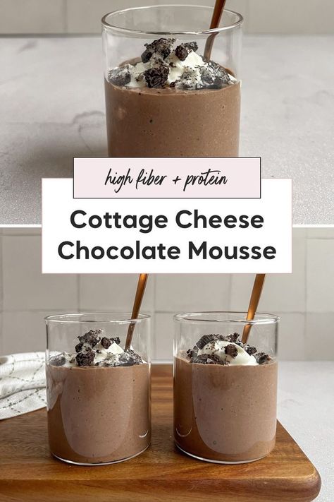 Indulge in guilt-free decadence! 🍫 This chocolate mousse is made with creamy cottage cheese for a lighter twist. 

✨ Easy to make
✨  Light and fluffy
✨  Rich chocolate flavor 

Click to get the recipe! High Protein Strawberry Dessert, Cottage Cheese Recipes For Diabetics, Cottage Cheese Jello Pudding, Cottage Cheese Moose, Cottage Cheese And Pudding Mix Recipes, Cottage Cheese Protein Dessert, Cottage Cheese Cheesecake Pudding, Blended Cottage Cheese Dessert, Low Cal High Protein Dessert