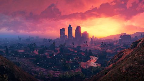 The GTA 6 setting may have been subtly teased by Rockstar in a recent video, getting fans speculating about what might be on the way for the franchise. Gta City, Grand Theft Auto Series, R Wallpaper, City Background, Cool Backgrounds Wallpapers, Sunset City, High Resolution Wallpapers, Gta Online, Rockstar Games