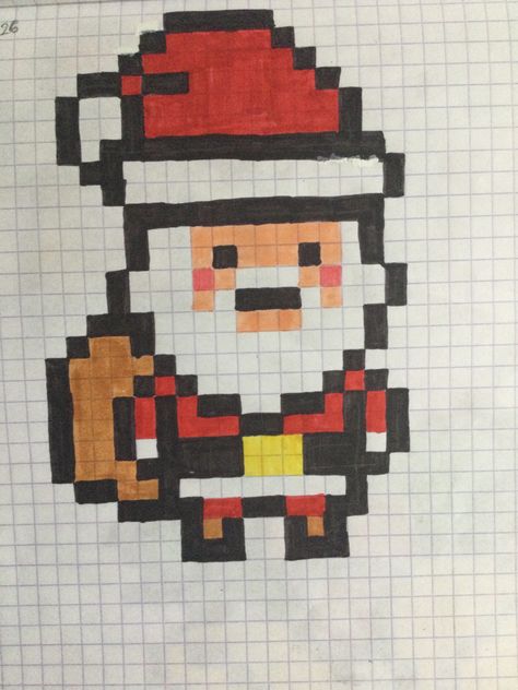 Santa Pixel Art, Thanksgiving Pixel Art, Pixley Art, Pixel Art Noel, Art Noel, Perler Crafts, Pixel Art Grid, Christmas Idea, Big Hero