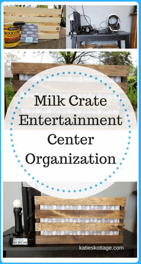 Use a DIY milk crate to organize your entertainment center. Center Organization, Diy Entertainment, Gaming System, Milk Crate, Clutter Free Home, Small Space Organization, Diy Entertainment Center, Outdoor Diy Projects, Organize Declutter