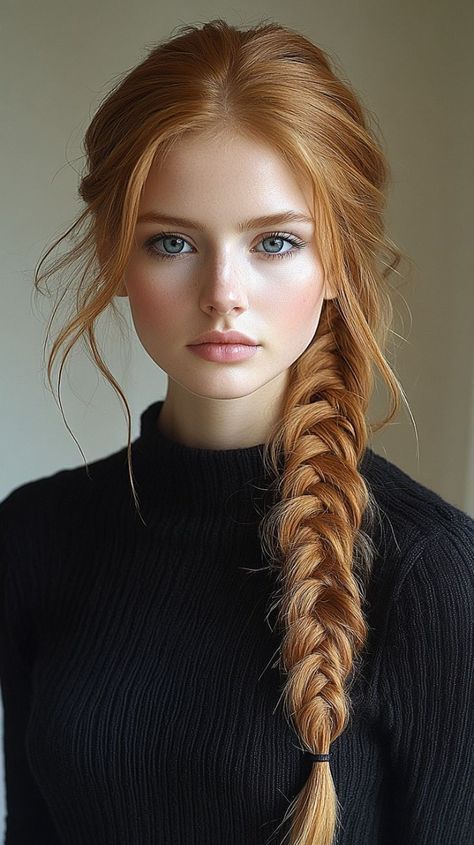 Cute Braids, Red Hair Woman, Ginger Hair Color, Red Haired Beauty, Photographie Portrait Inspiration, Beautiful Red Hair, Face Photography, Sleek Ponytail, American Beauty