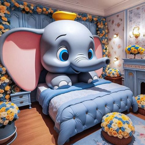 Elephant Bedroom, Canopy Decor, Weird Beds, Easy Outdoor Projects, Casa Disney, Disney Bedding, Disney Bedrooms, Mosaic Home, Amazing Bedroom Designs