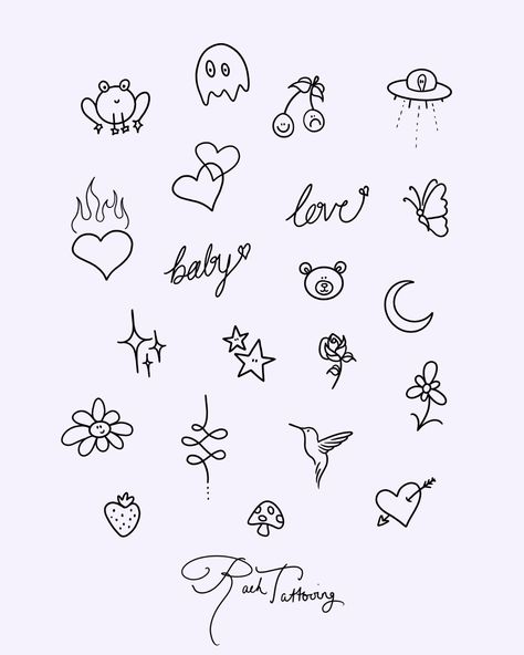 Small tattoo designs of various things including hearts, animals and flowers. Fineline Tattoo Ideas Simple, Fineline Tattoo, Small Tattoos Simple, 200 Followers, Tattoo Apprentice, Small Hand Tattoos, Stick And Poke, Small Tattoo Designs, Tattoos Ideas