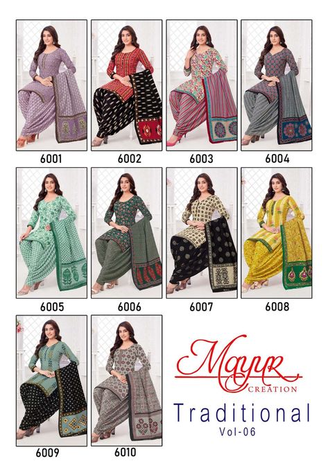 Kavya Style Plus +91-8758538270: Traditional Vol 6 Mayur Creation Cotton Dress Mate... Dress Materials Indian Cotton, Dress Materials Indian, Brown Tape, Cotton Dress Material, Bridal Lehenga Choli, Night Suit, Pakistani Suits, Cotton Suits, Indian Cotton